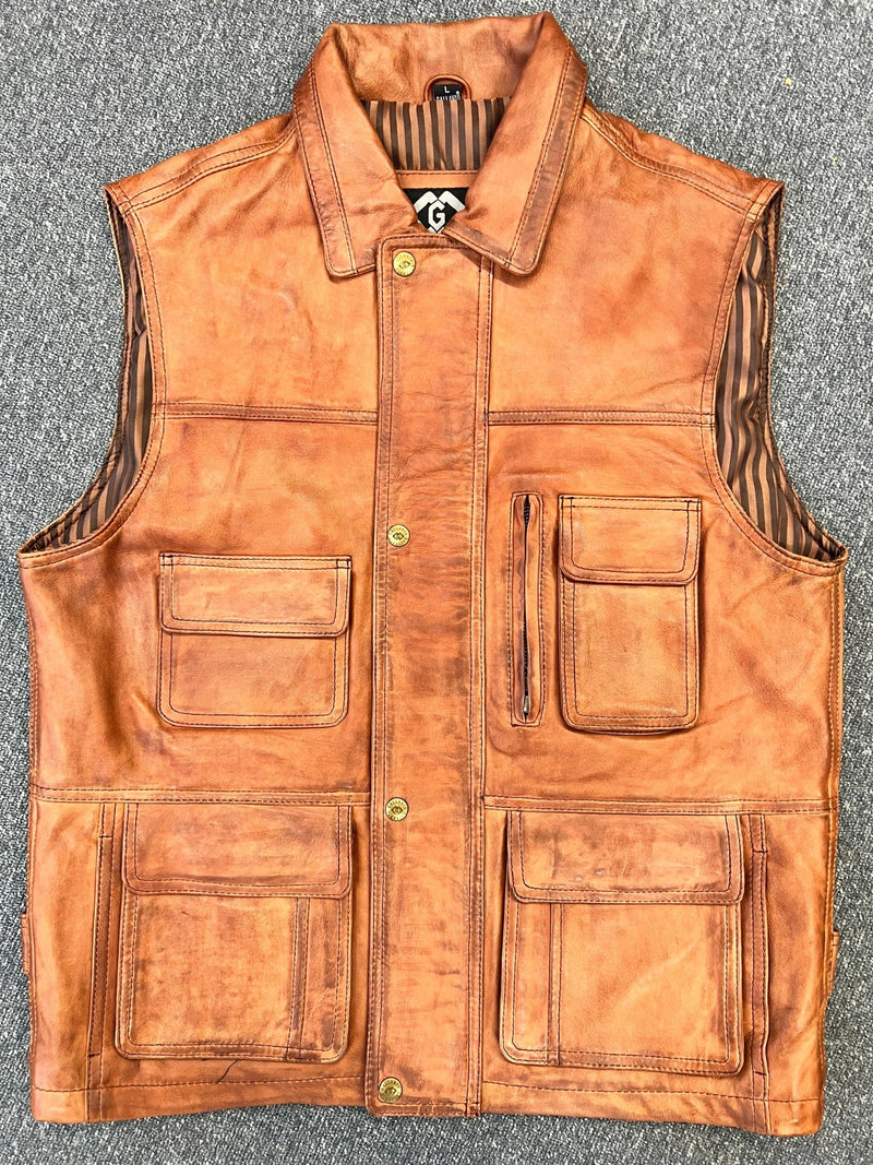 Tan Vintage Leather Vest -