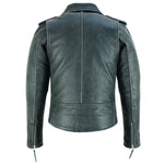 Terminator Mens Premium Stonewash Leather Marlon Brando Biker Motorcycle Jacket -