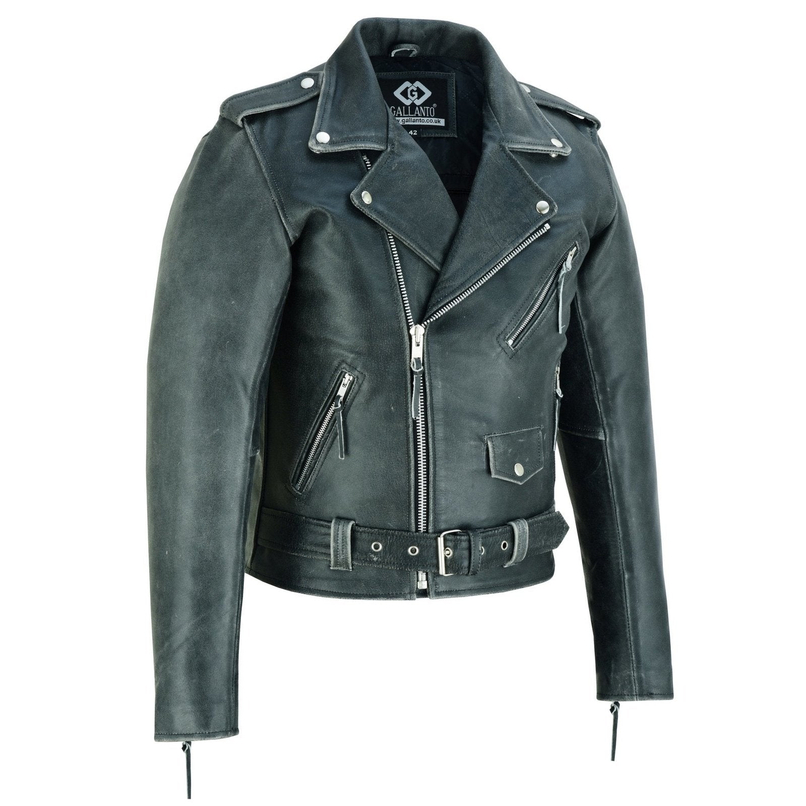 Terminator Mens Premium Stonewash Leather Marlon Brando Biker Motorcycle Jacket -