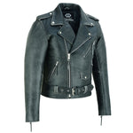 Terminator Mens Premium Stonewash Leather Marlon Brando Biker Motorcycle Jacket -