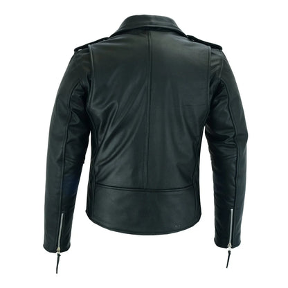 Terminator Style Mens Black Leather Marlon Brando Biker Motorcycle Jacket -