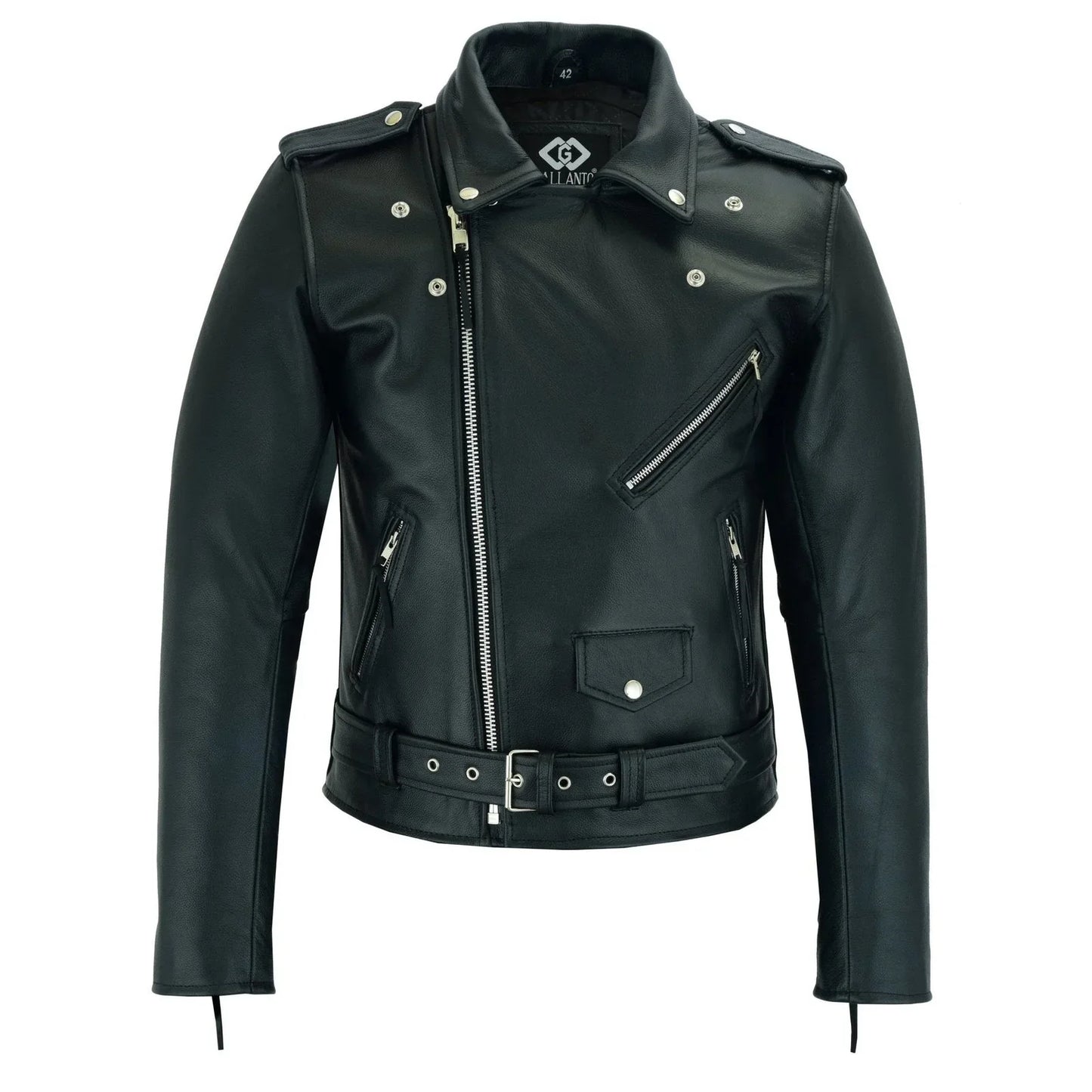 terminator style mens black leather marlon brando biker motorcycle jacket -