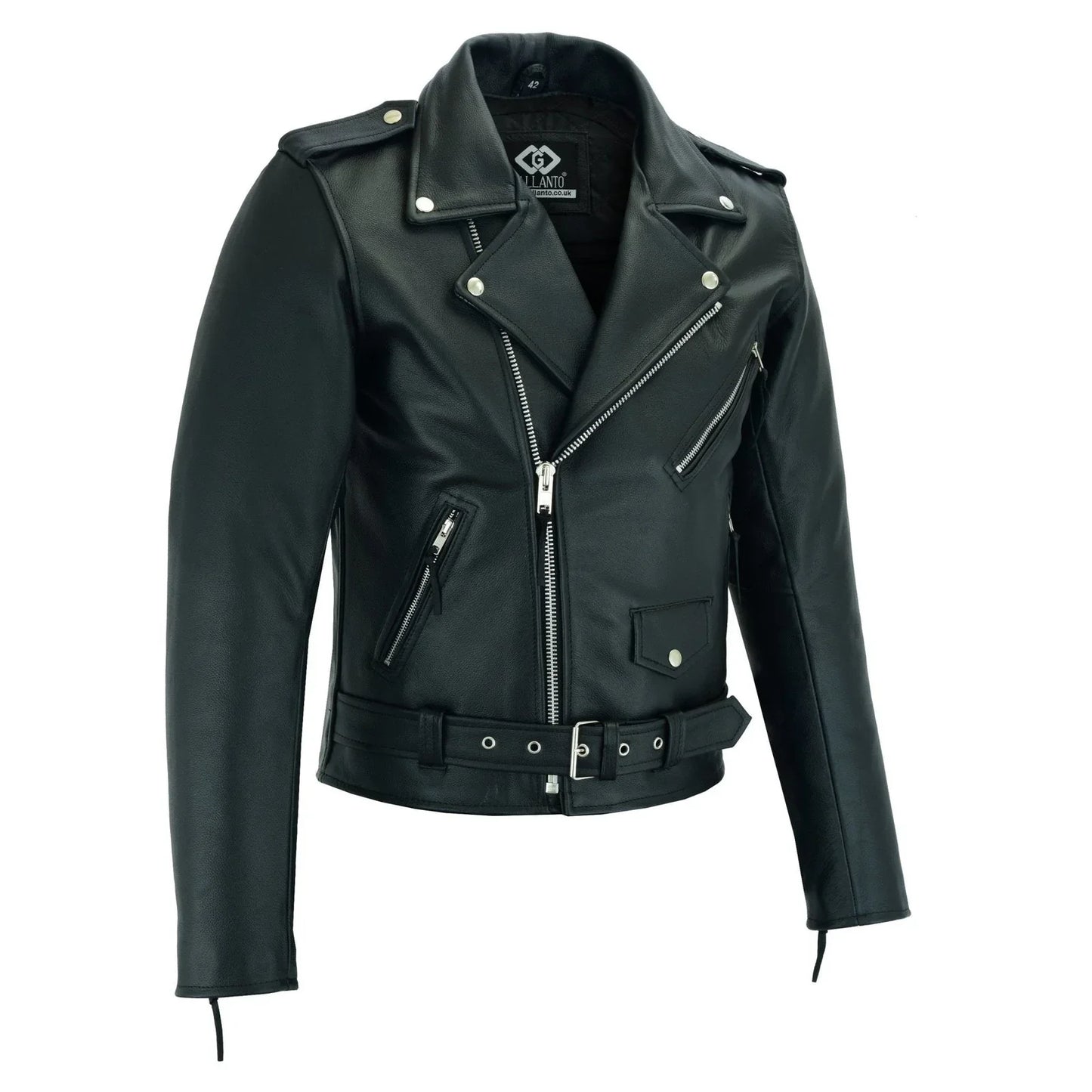 terminator style mens black leather marlon brando biker motorcycle jacket -