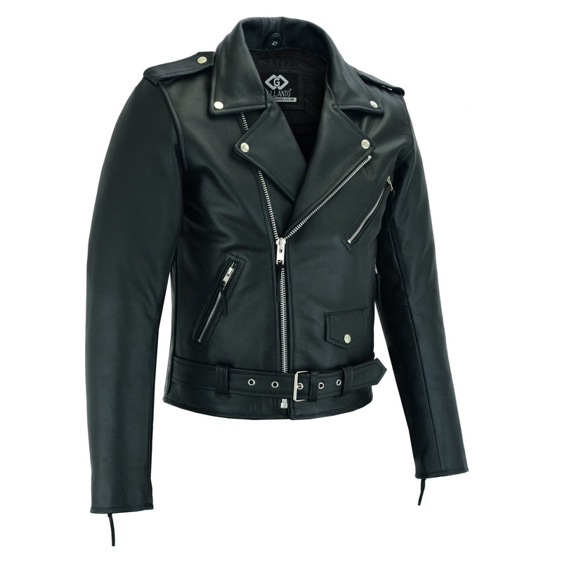 Terminator Style Mens Black Leather Marlon Brando Biker Motorcycle Jacket -