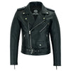 Terminator Style Mens Black Leather Marlon Brando Biker Motorcycle Jacket -