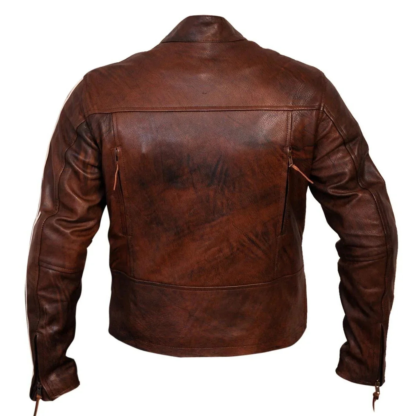 tivoli retro brown cruiser removable armour leather jacket -