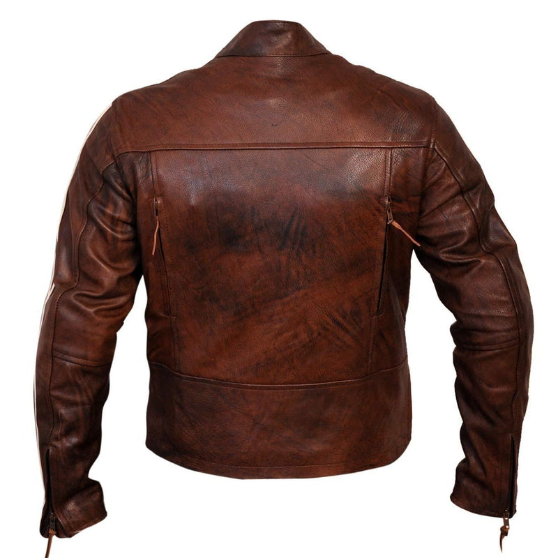 Tivoli Retro Brown Cruiser Removable Armour Leather Jacket -