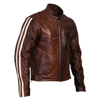 Tivoli Retro Brown Cruiser Removable Armour Leather Jacket -