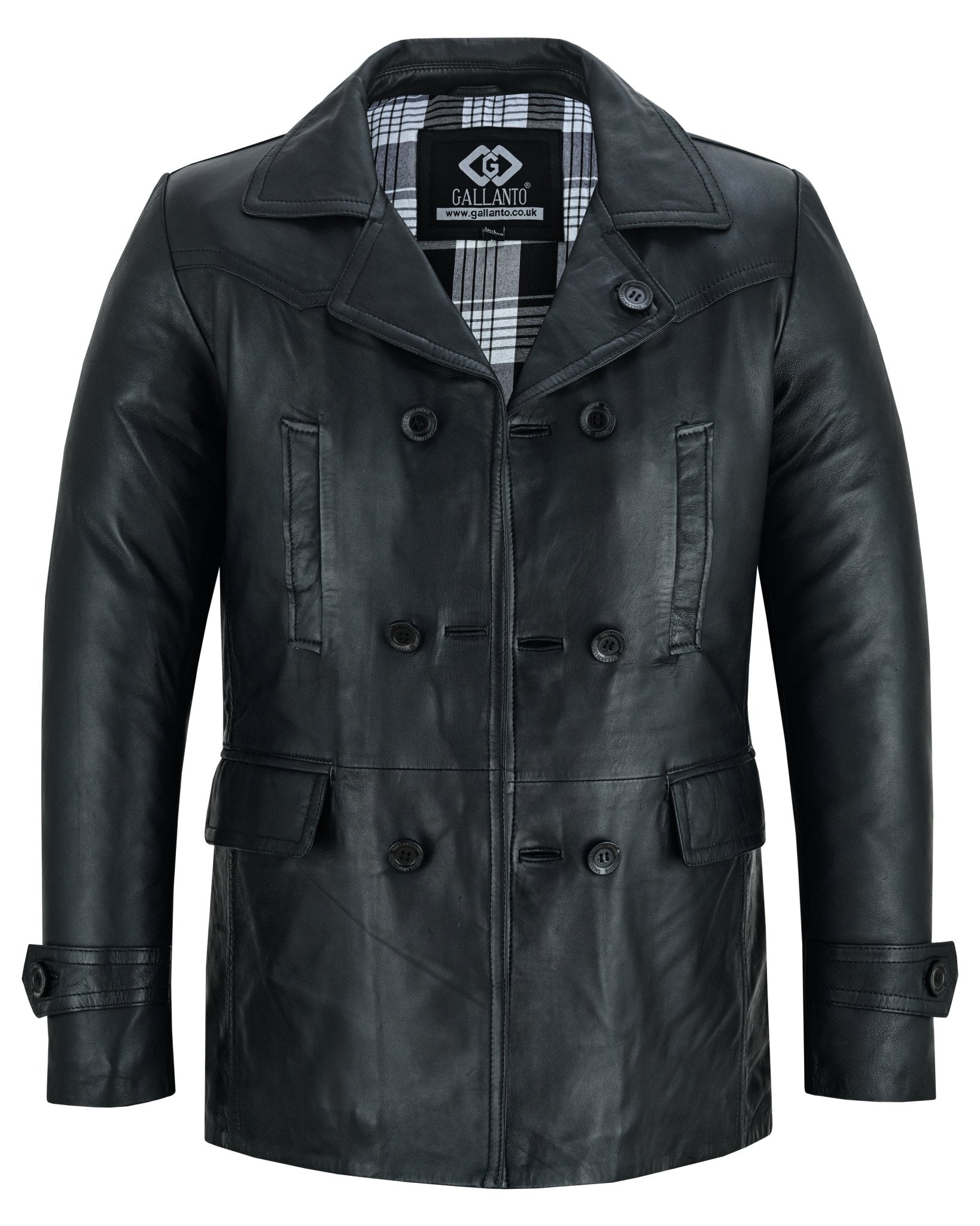 Vintage Black Men s Leather Jacket Double Breasted Dr. Who Kriegsmarine Style
