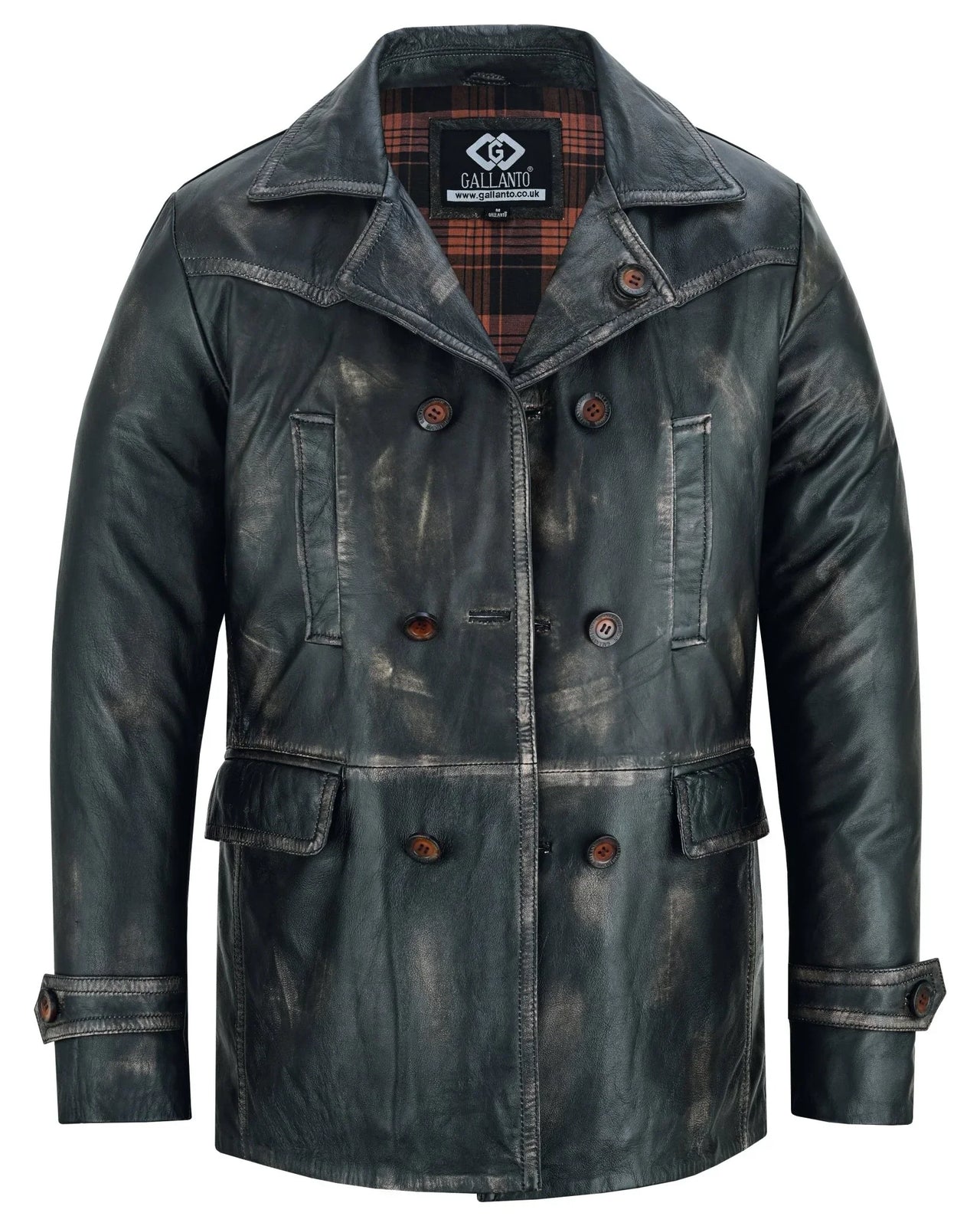 Vintage Brown Men's Leather Jacket - Double Breasted Dr. Who Kriegsmarine Style -