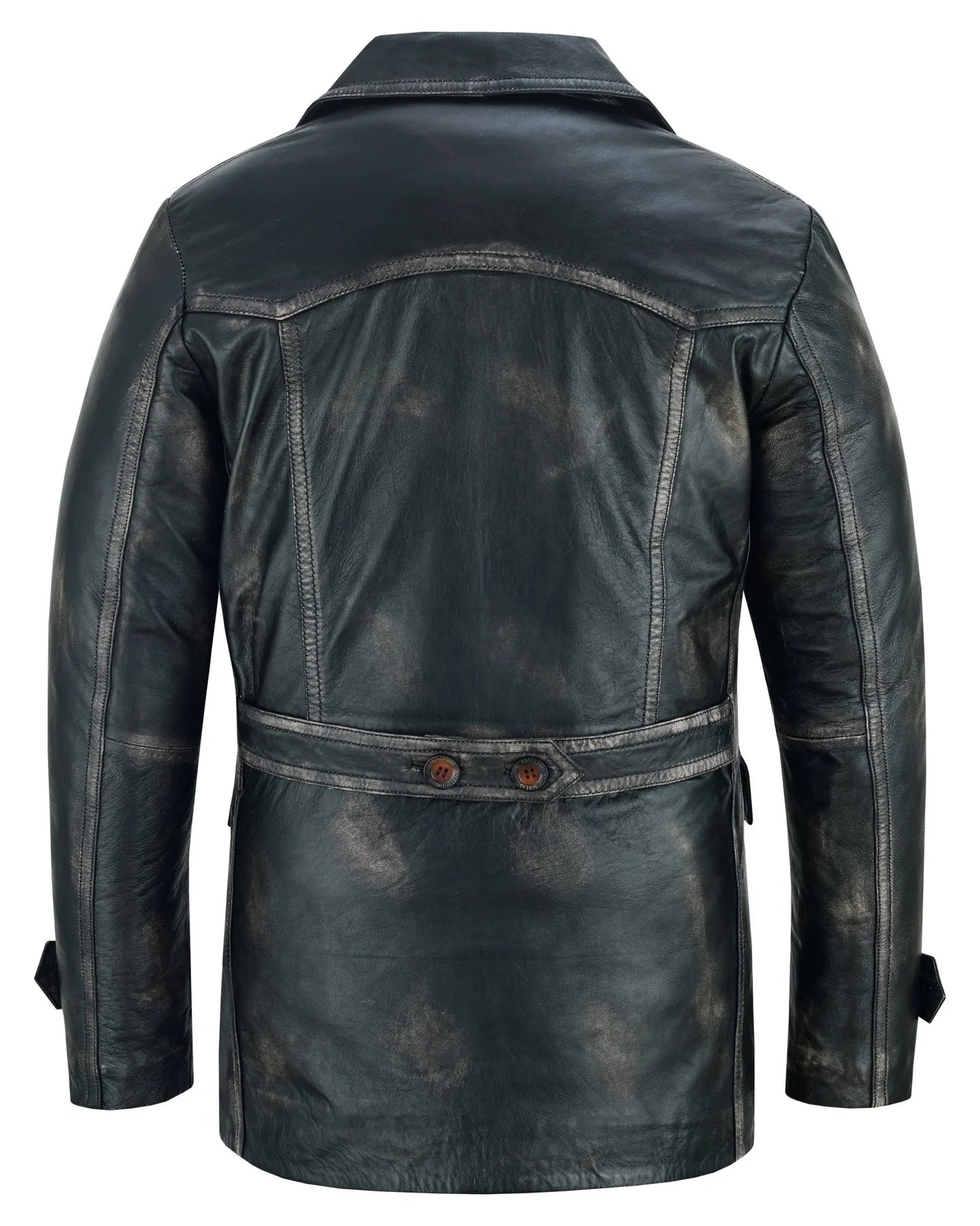 vintage brown men's leather jacket - double breasted dr. who kriegsmarine style -