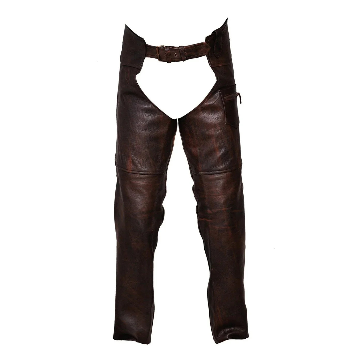 vintage brown motorcycle horse riding unisex leather chaps -
