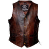 Vintage Brown Side Lace Biker Leather Waistcoat -