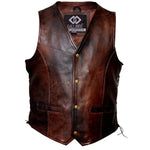Vintage Brown Side Lace Biker Leather Waistcoat Vest for Sale – Vintage ...