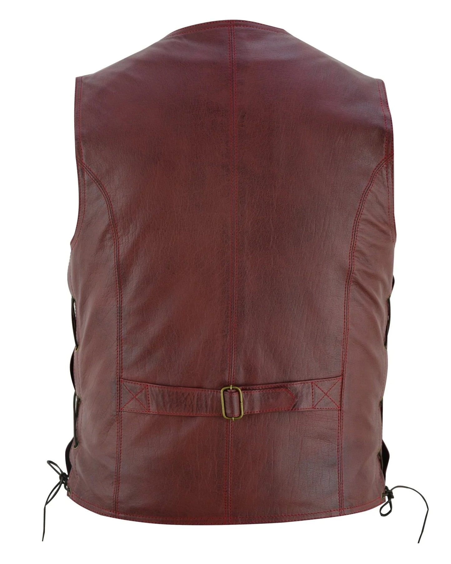 vintage brown side lace biker leather waistcoat vest -