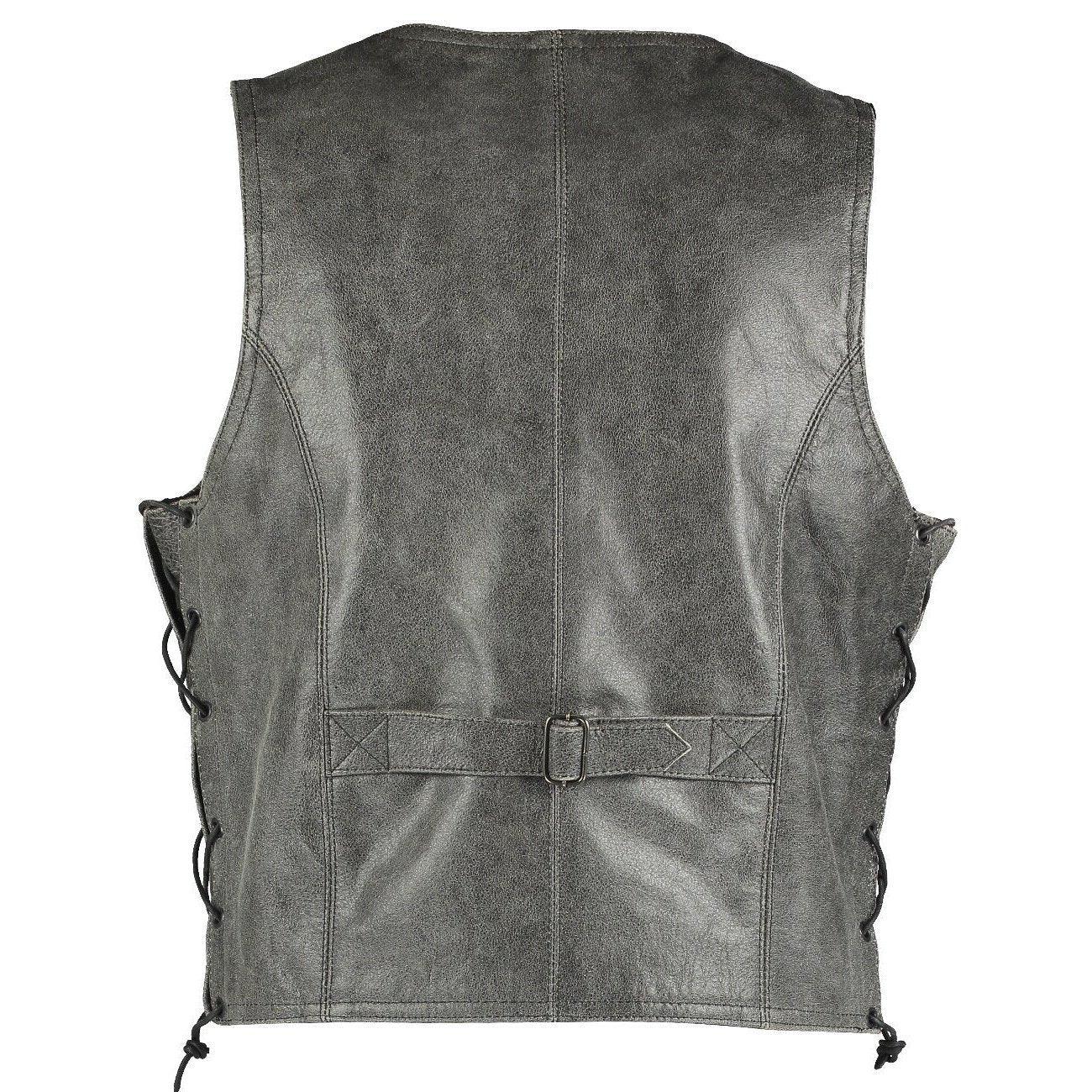vintage brown side lace biker leather waistcoat vest -