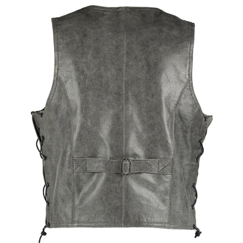 Vintage Brown Side Lace Biker Leather Waistcoat Vest -