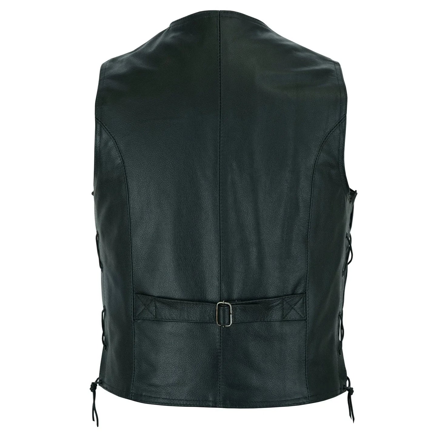 vintage brown side lace biker leather waistcoat vest -