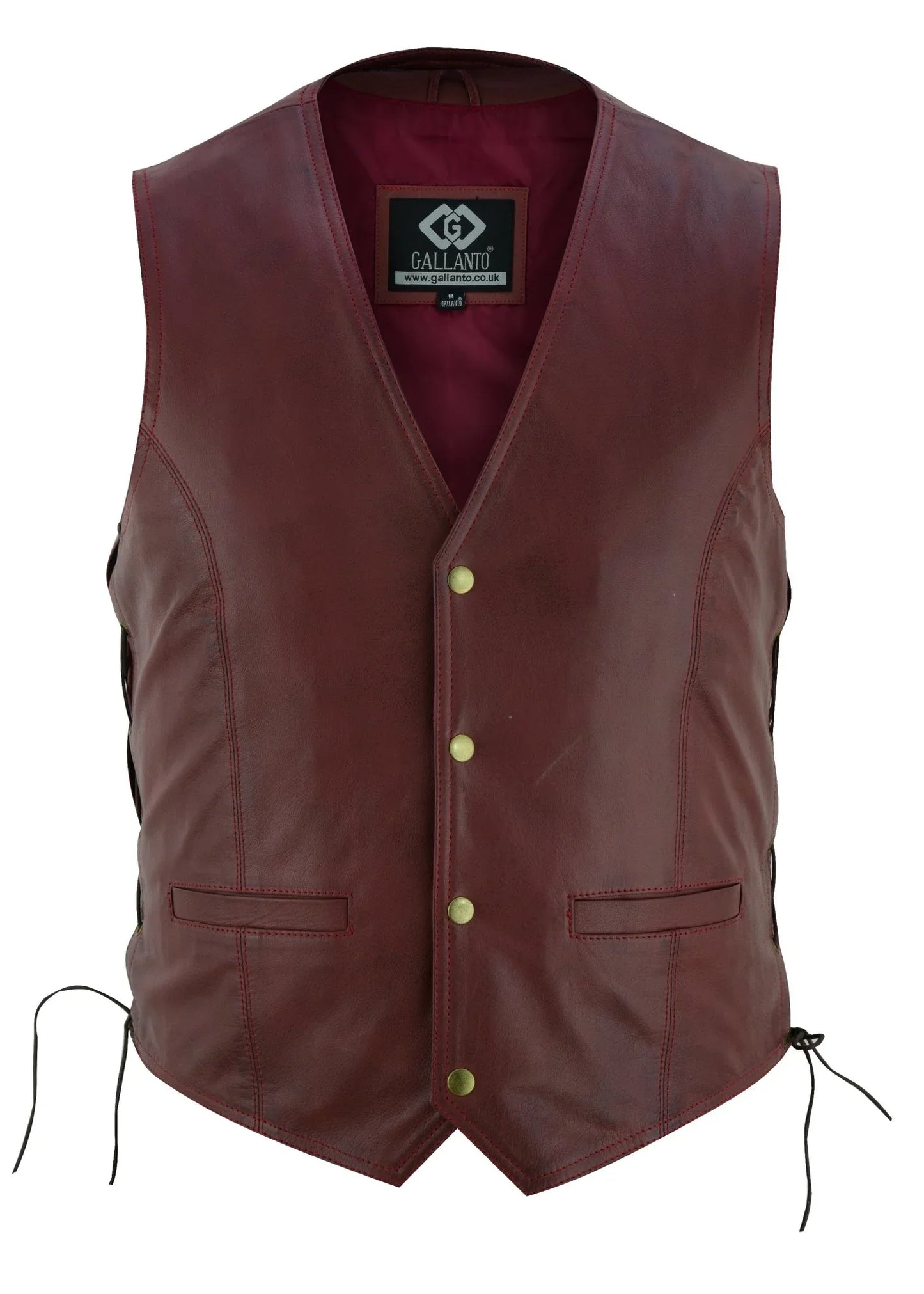 vintage brown side lace biker leather waistcoat vest -