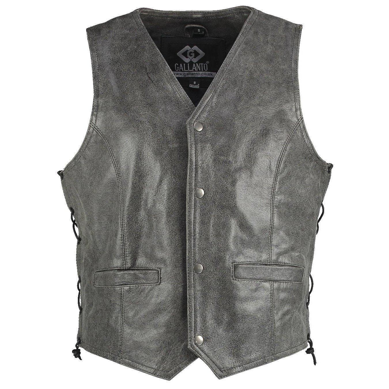 vintage brown side lace biker leather waistcoat vest -