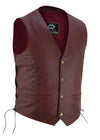 Vintage Brown Side Lace Biker Leather Waistcoat Vest -