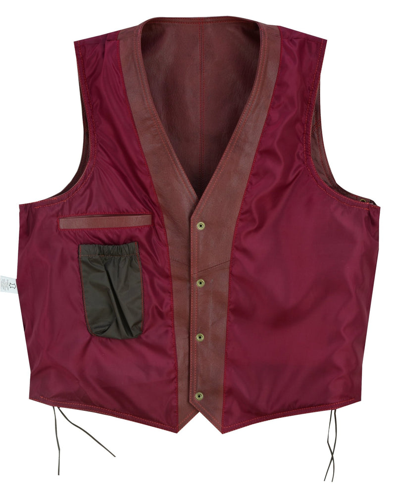 Vintage Brown Side Lace Biker Leather Waistcoat Vest -