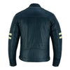 Vintage Cafe Racer Navy Biker Leather Jacket Motorcycle -