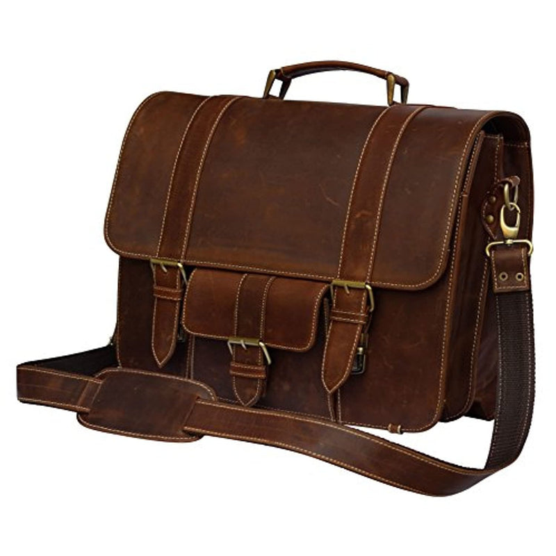 Vintage Leather Laptop MacBook Messenger Leather Office File Bags -