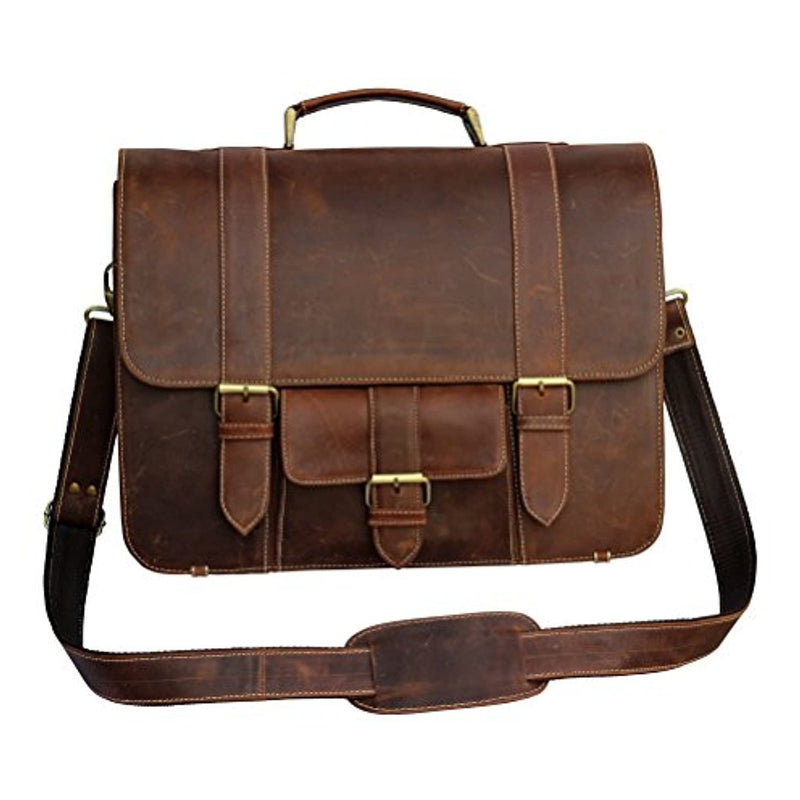 Antique leather top messenger bag