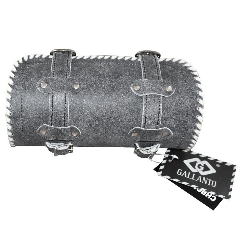 vintage motorcycle biker real cowhide leather tool rool bag creme trimming -