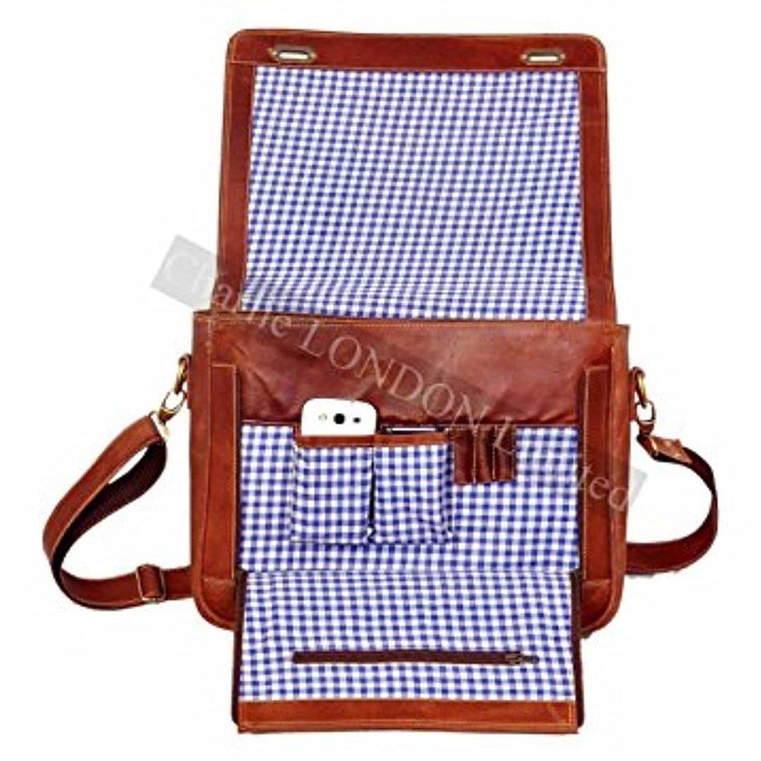 Vintage Tan Leather Laptop MacBook Messenger Bags -