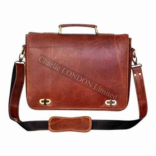 Vintage Tan Leather Laptop MacBook Messenger Bags -