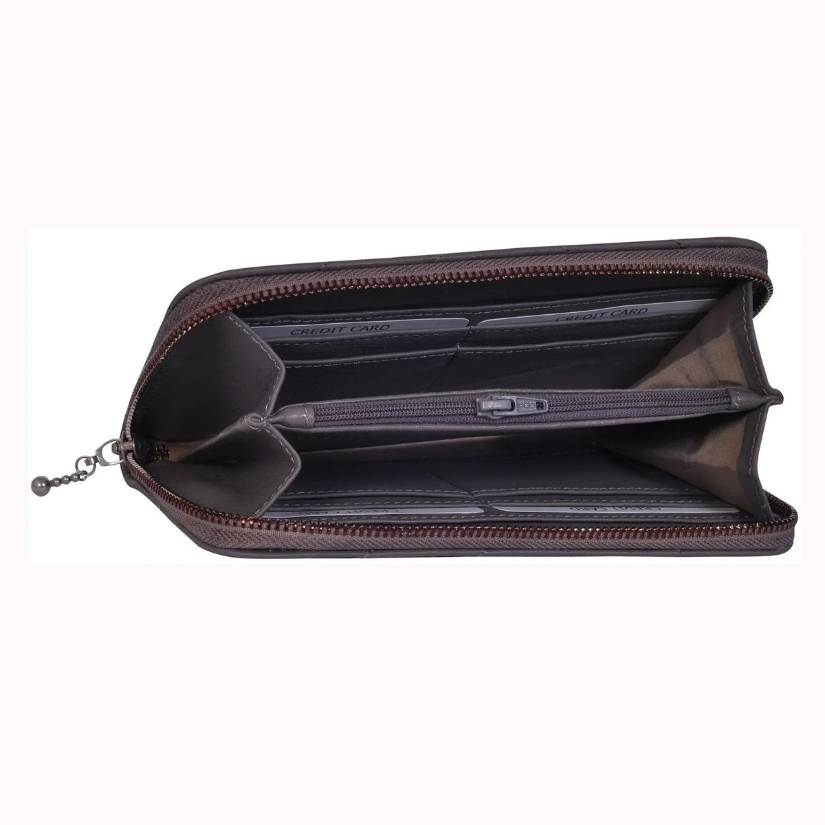 Womens Natural Dark Grey Leather Purse -