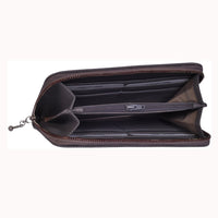 Womens Natural Dark Grey Leather Purse -