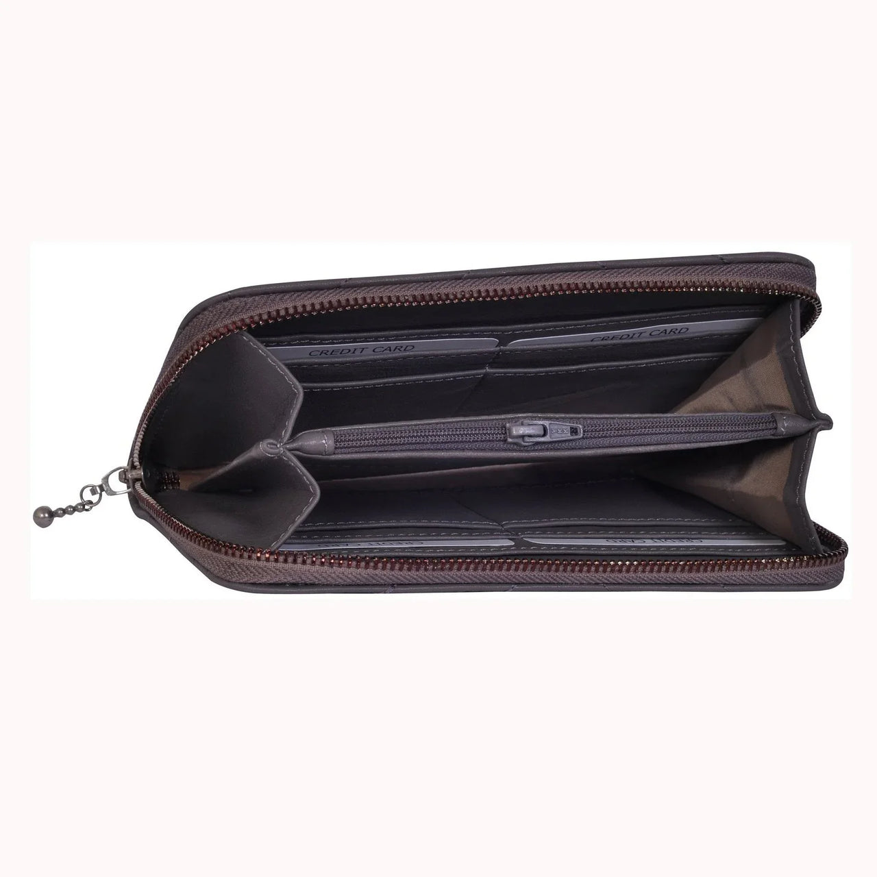 Womens Natural Dark Grey Leather Purse -