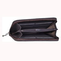 Womens Natural Dark Grey Leather Purse -