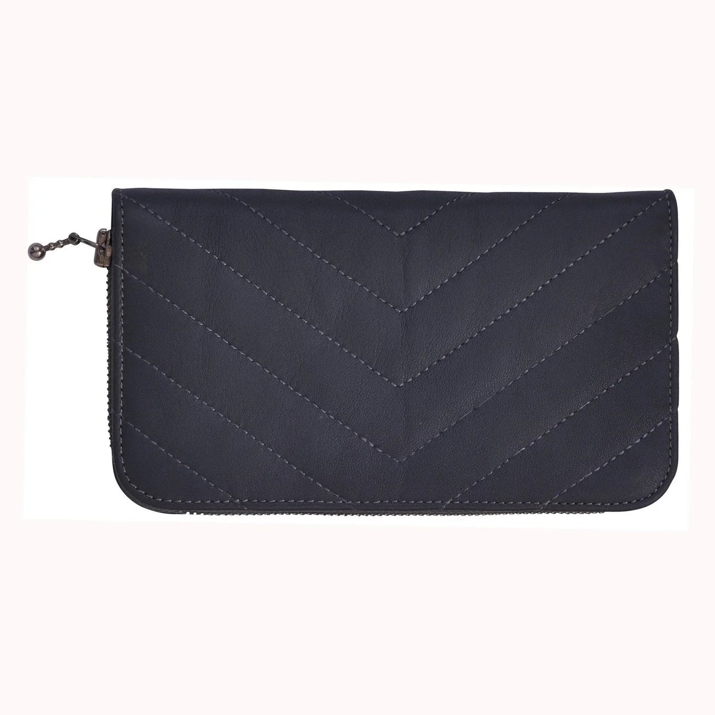 womens natural dark grey leather purse -