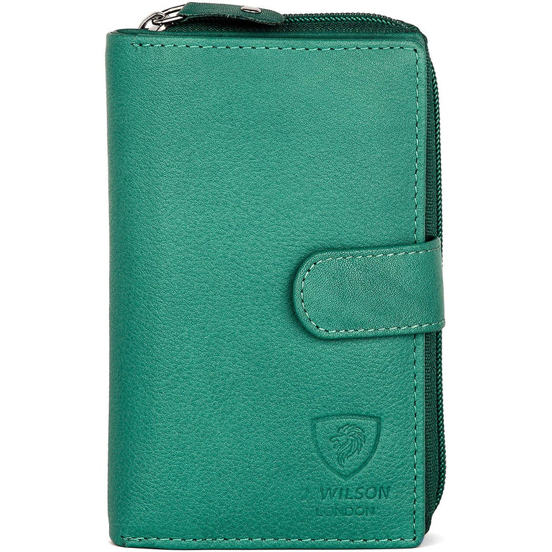 Womens RFID Safe Soft Leather Card Wallet with Zip pocket Gift Boxed -
