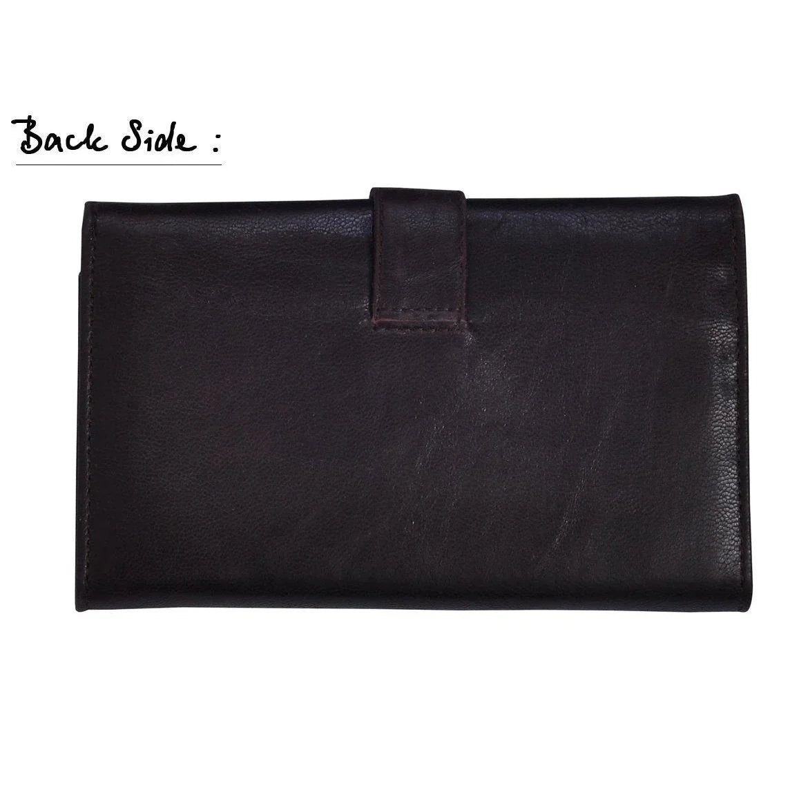 womens sleek brown leather purse -