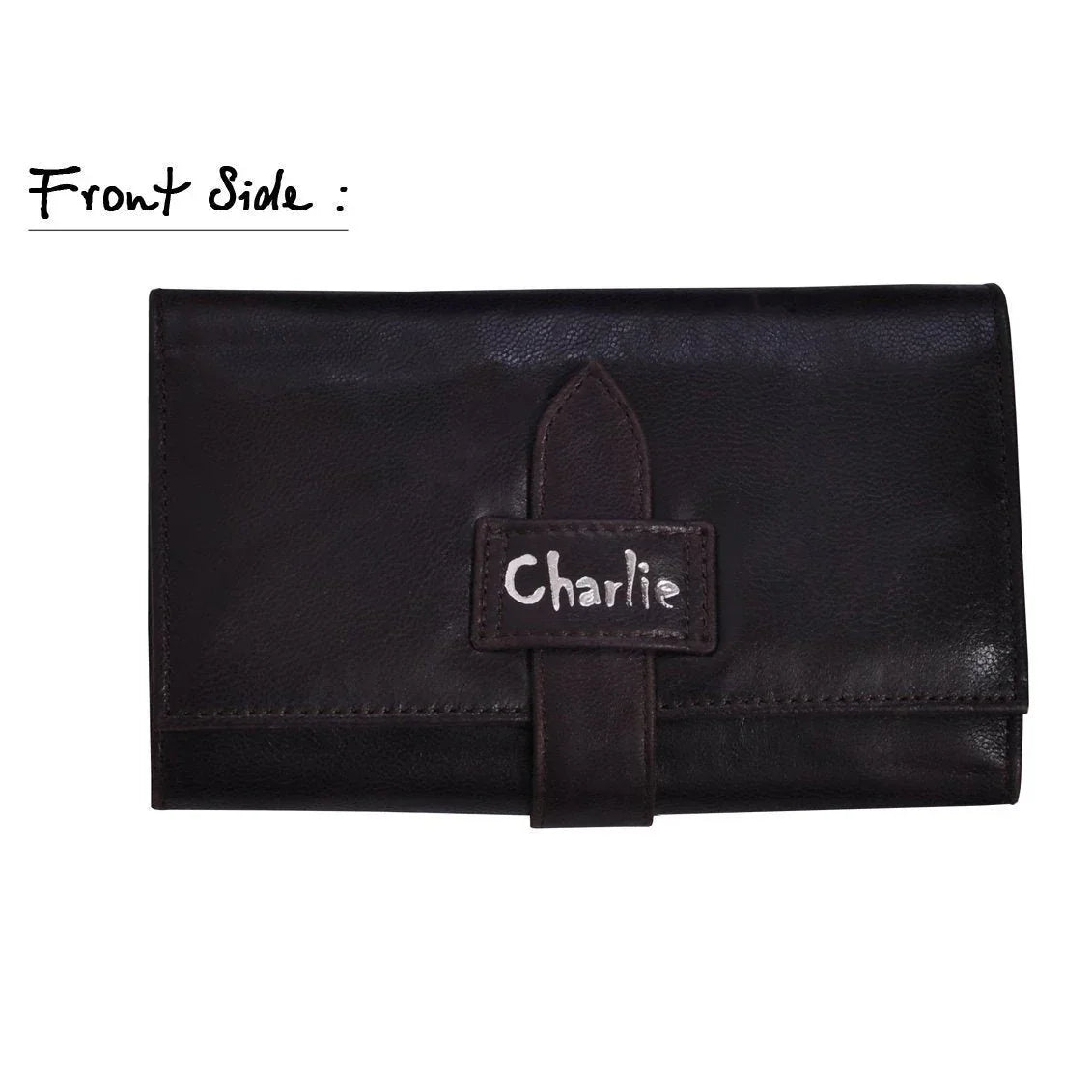 womens sleek brown leather purse -