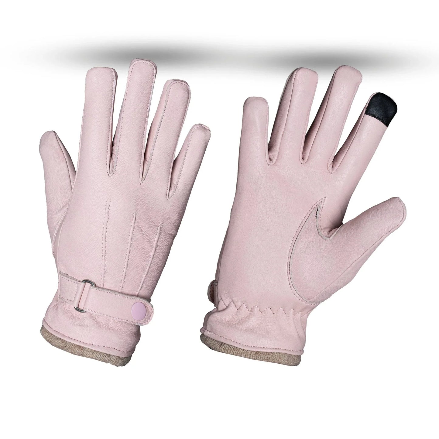 womens soft leather fashion winter gloves black, brown or pink -