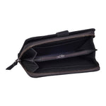 Womens Zip Round Black Leather Purses -